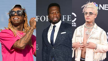 Lil Wayne, left, Curtis 50 Cent Jackson, center, and Lil Pump, right. (AP)