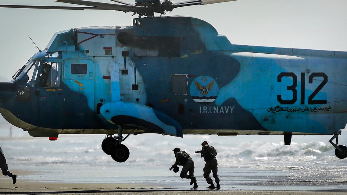 Iranian troops participating in a military drill near the strategic Strait of Hormuz, Iran, Thursday, Sept. 10, 2020. (AP)