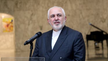Iran's Foreign Minister Mohammad Zarif speaks at the presidential palace in Baabda. (Reuters)