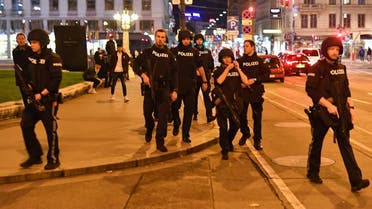 Armed police arrive at the first district near the state opera in central Vienna on November 2, 2020, following a shooting near a synagogue. (Joe Klamar/AFP)