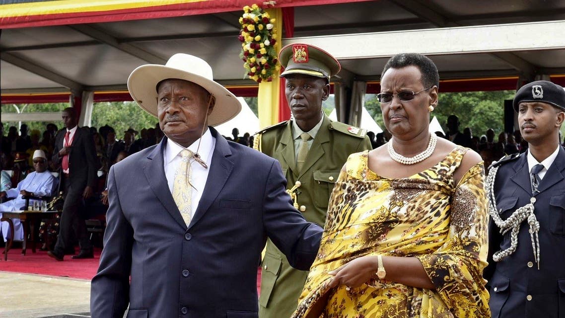 Ugandan president Yoweri Museveni (left), and his wife Janet Museveni, attending his inauguration ceremony in the capital Kampala, Uganda. (File photo: AP)
