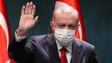 Turkish President Recep Tayyip Erdogan makes a speech after cabinet meeting at Presidential Complex in Ankara on November 3, 2020. (AFP)
