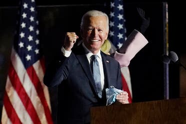 Democratic nominee Joe Biden speaks to supporters in Delaware, Nov. 4, 2020. (AP)