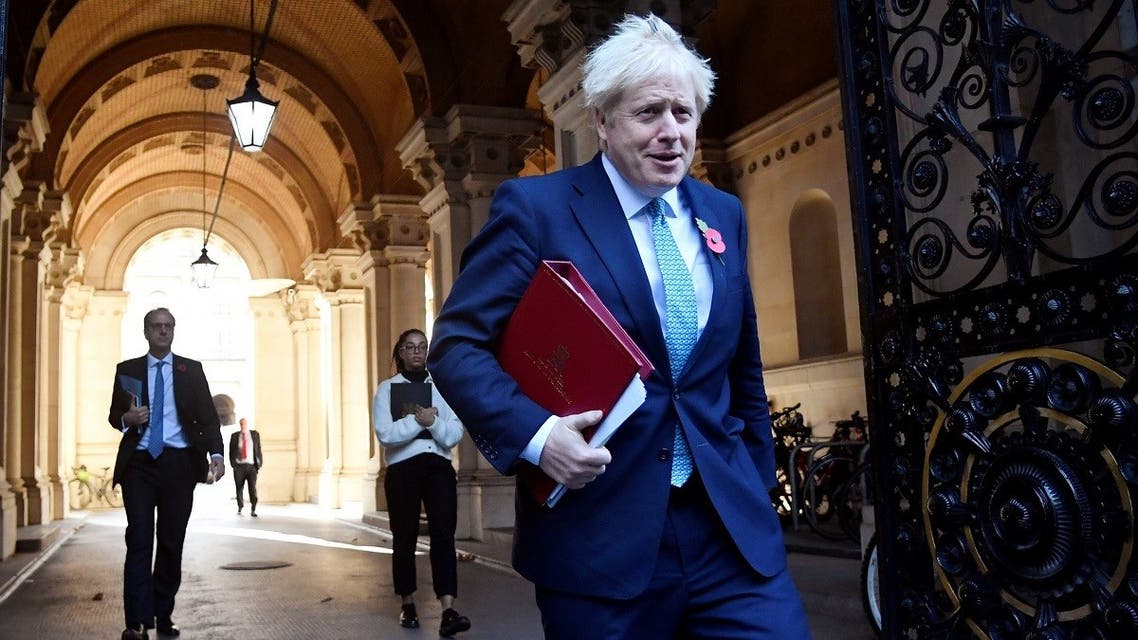 Prime Minister Boris Johnson leaves a cabinet meeting at the Foreign and Commonwealth Office (FCO), in London, Britain, November 3, 2020. (Reuters)