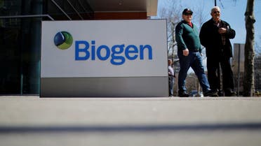 A sign marks a Biogen facility, some of whose employees have tested positive for the coronavirus after attending a meeting in Boston, in Cambridge, Massachusetts, US, March 9, 2020. (Reuters/Brian Snyder)