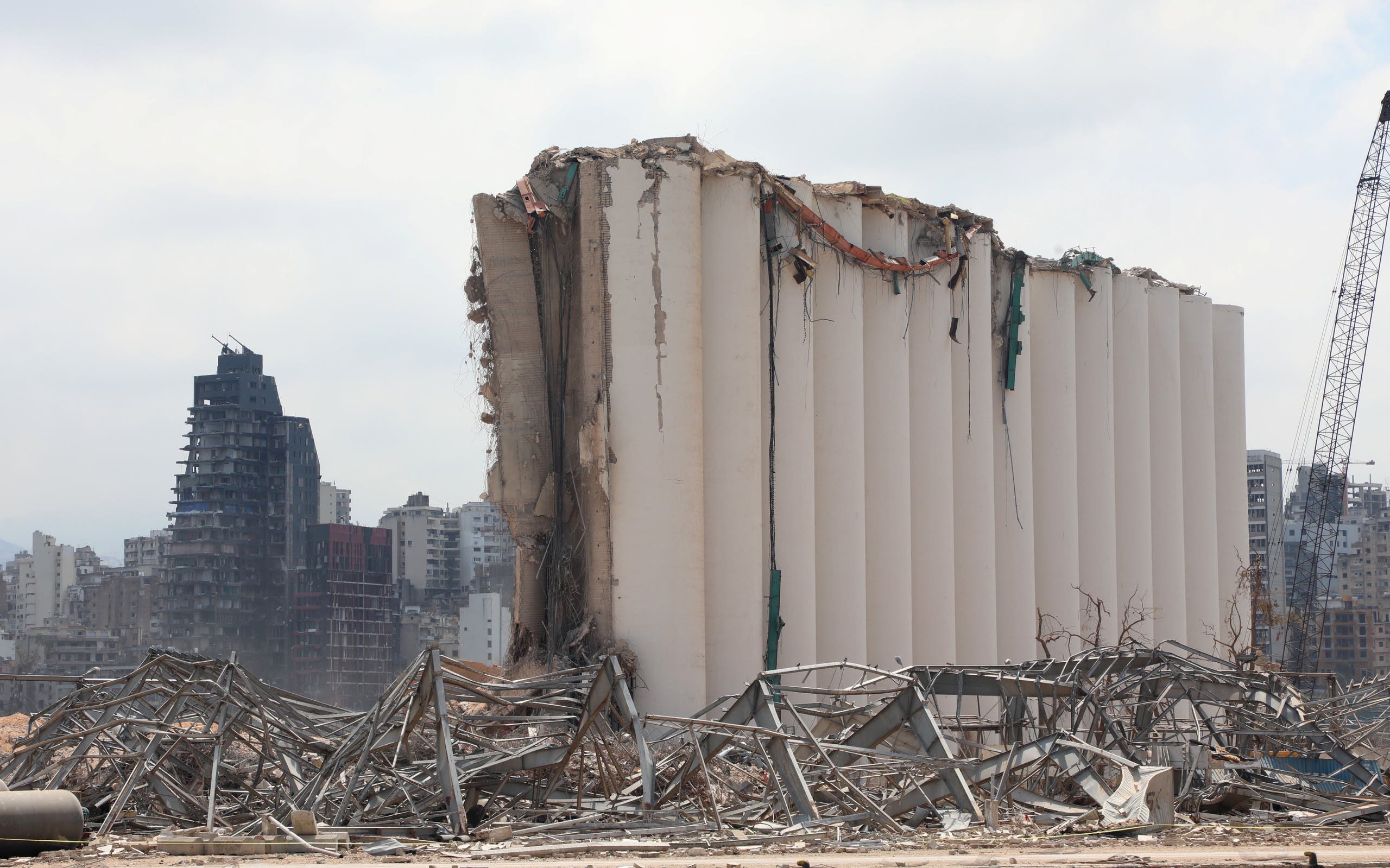 Waste of destroyed grain in Beirut port