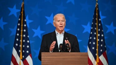 Democratic Presidential candidate Joe Biden speaks at the Queen venue in Wilmington, Delaware, on November 5, 2020. (AFP)