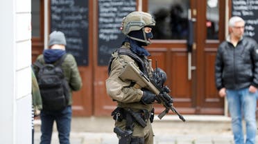 An armed member of special forces stands guard near the site of a gun attack in Vienna, Austria, November 4, 2020. (Reuters)