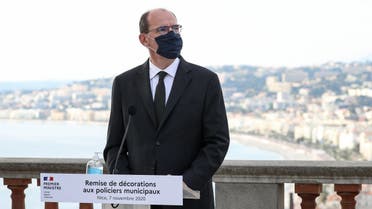 French Prime Minister Jean Castex delivers a speech in Nice, on November 7, 2020 (Valery Hache/AFP/Pool)