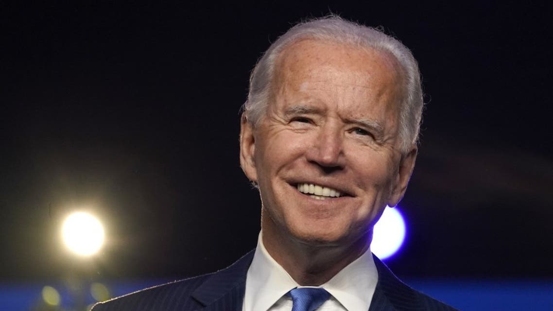 Democratic presidential nominee Joe Biden addresses the nation at the Chase Center November 06, 2020 in Wilmington, Delaware. (AFP)