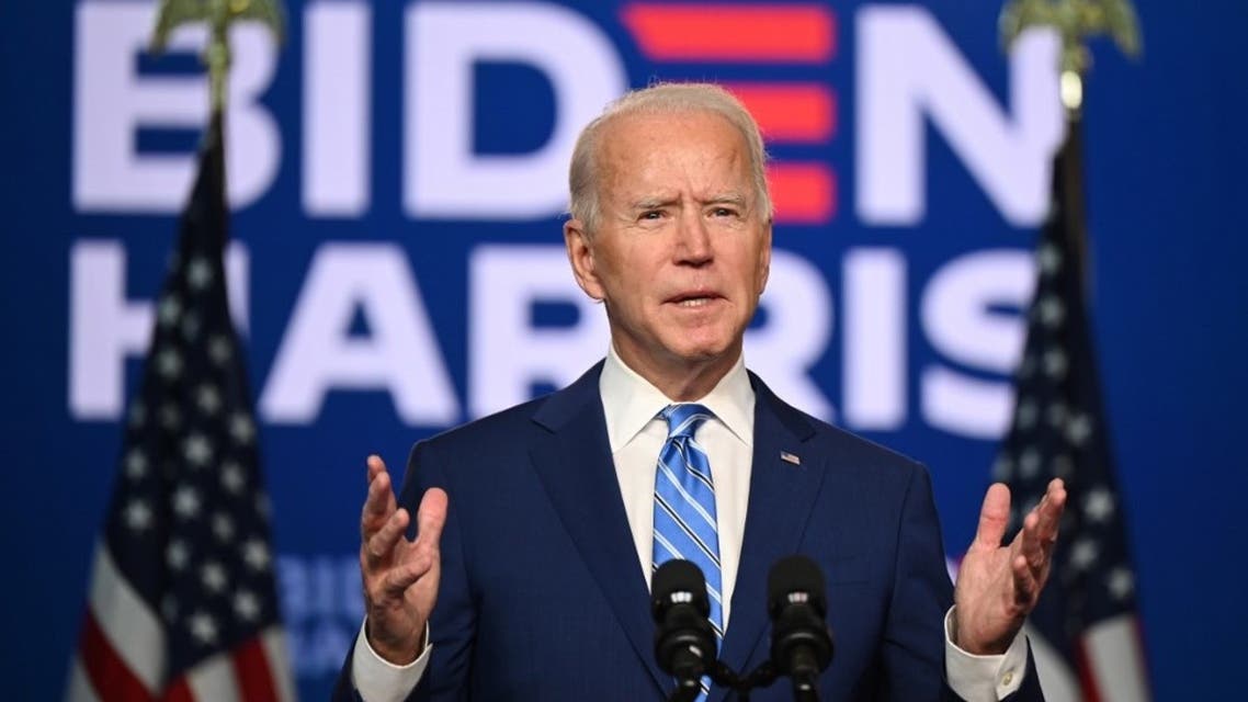 Joe Biden speaks at the Chase Center in Wilmington, Delaware on November 4, 2020. (AFP)