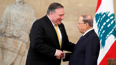 U.S. Secretary of State Mike Pompeo meets with Lebanon's President Michel Aoun at the presidential palace in Baabda, Lebanon March 22, 2019. REUTERS/Jim Young/Pool