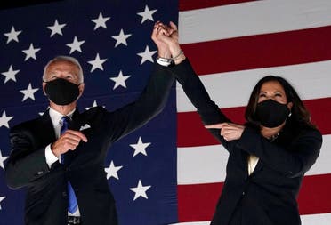 President-elect Joe Biden (L) and VP-elect Kamala Harris in Delaware. (AFP)