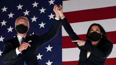 Democratic presidential nominee Joe Biden (L) and Democratic vice presidential nominee Kamala Harris in Delaware. (AFP)