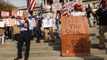 HARRISBURG, PENNSYLVANIA - NOVEMBER 05: Representative Jim Jordan stands with dozens of people calling for stopping the vote count in Pennsylvania due to alleged fraud against President Donald Trump gather on the steps of the State Capital on November 05, 2020 in Harrisburg, Pennsylvania. The activists, many with flags and signs for Trump, have made allegations that votes are being stolen from the president as the race in Pennsylvania continues to tighten in Joe Biden's favor. Spencer Platt/Getty Images/AFP 