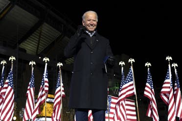 Incoming US President Joe Biden gestures after speaking during a Drive-In Rally at Heinz Field in Pittsburgh, Pennsylvania on Nov 2, 2020. (AFP)