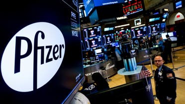 A logo for Pfizer is displayed on a monitor on the floor at the New York Stock Exchange in New York, US. (File photo: Reuters)