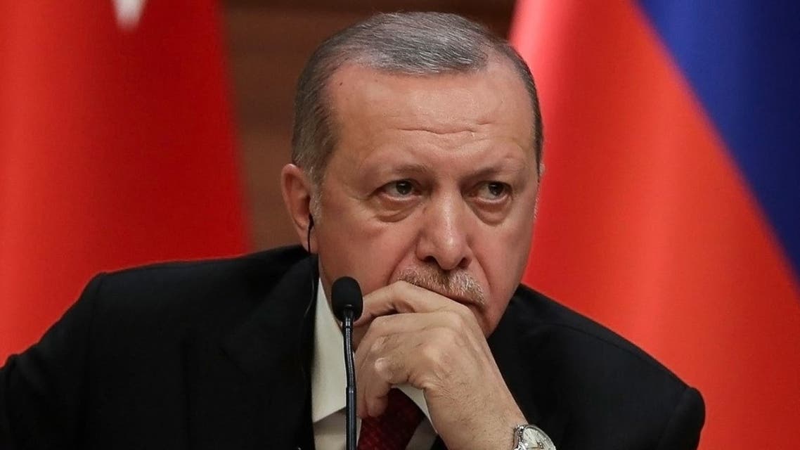 Turkish President Recep Tayyip Erdogan attends a joint press conference with the leaders of Russia and Iran as part of a tripartite summit on Syria, in Ankara, on April 4, 2018. (AFP)