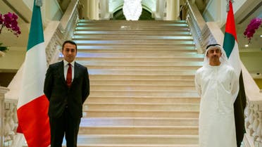Italian foreign minister Luigi Di Maio, left, and UAE foreign minister Sheikh Abdullah bin Zayed Al Nahyan, right. (WAM)