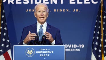 US President-elect Joe Biden speaks about the coronavirus after meeting with members of his Transition COVID-19 Advisory Board in Delaware, Nov. 9, 2020. (Reuters)