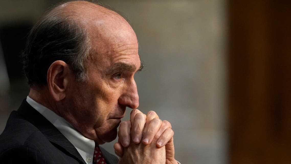 U.S. special envoy for Iran and Venezuela Elliott Abrams testifies before the Senate Foreign Relations Committee on Capitol Hill in Washington, Thursday, Sept. 24, 2020, during a hearing on U.S. policy in a changing Middle East. (AP Photo/Susan Walsh, Pool)