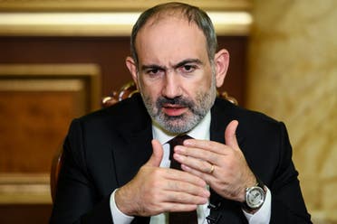 Armenian Prime Minister Nikol Pashinyan gives an interview to AFP in Yerevan. (AFP)