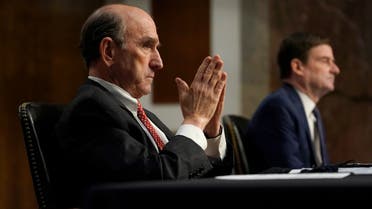 U.S. special envoy for Iran and Venezuela Elliott Abrams testifies before the Senate Foreign Relations Committee on Capitol Hill in Washington, Thursday, Sept. 24, 2020, during a hearing on U.S. policy in a changing Middle East. (AP Photo/Susan Walsh, Pool)
