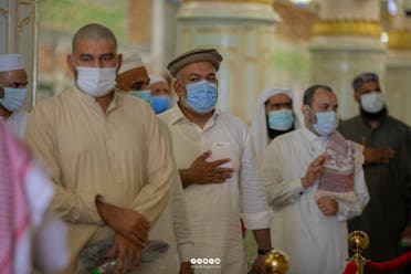 Foreign pilgrims return to the Prophet's Mosque in Medina. (Twitter)