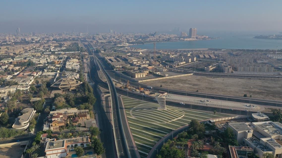 An aerial picture shows deserted streets in the Saudi coastal city of Jeddah. (AFP)