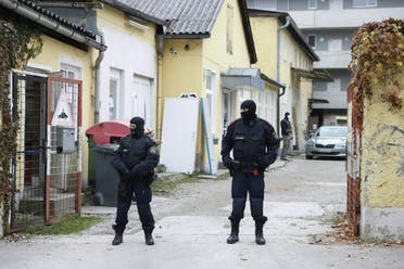 This photo taken on November 9, 2020 in Graz, Austria, shows the Liga Kulturverein, where a police raid, dubbed Operation Luxor, took place in the early morning. Austrian police launched raids on more than 60 addresses allegedly linked to radical Islamists in four different regions on November 9, with orders given for 30 suspects to be questioned, prosecutors said. The Styria region prosecutors' office said in a statement it was carrying out investigations against more than 70 suspects and against several associations which are suspected of belonging to and supporting the terrorist Muslim Brotherhood and Hamas organizations. (AFP)