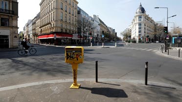A file photo shows the deserted Grands Boulevards in Paris during a lockdown imposed in France, March 27, 2020. Picture taken March 27, 2020. (Reuters/Charles Platiau)