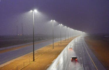 Heavy rain is seen in the city of Hail in Saudi Arabia. (SPA)