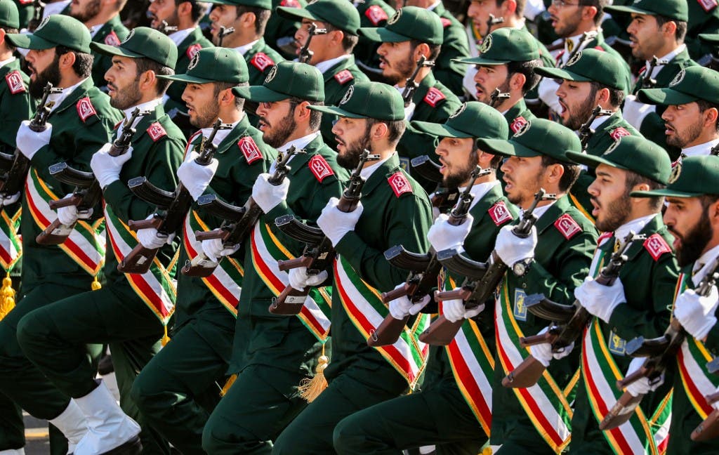 Members of Iran's Revolutionary Guards Corps (IRGC) march during the annual military parade. (File photo: AFP)