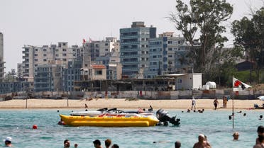 Varosha, an area fenced off by the Turkish military since the 1974 division of Cyprus, is seen from a beach in Famagusta, Cyprus, August 5, 2019. Picture taken August 5, 2019. REUTERS/Murad Sezer