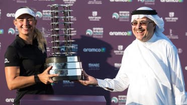 Aramco’s President & CEO Mr. Amin Nasser presented the tournament award to the winner Emily Kristine Pedersen from Denmark. (Courtesy: Aramco)