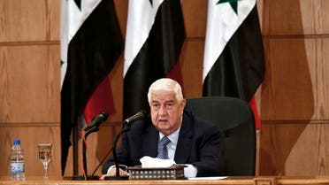 Syrian Foreign Minister Walid al-Moallem speaks during a news conference, in Damascus, Syria, June 23, 2020. (AP)