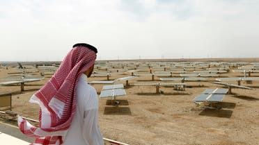 Saudi man looks at the solar plant in Uyayna, north of Riyadh, Saudi Arabia. (Reuters)