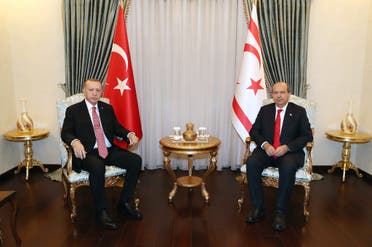 رجب طيب أردوغان ورئيس جمهورية شمال قبرص التركية أرسين تتار - فرانس برس