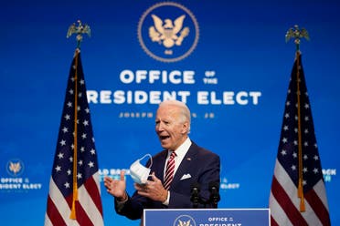 President-elect Joe Biden speaks about economic recovery on Nov. 16, 2020, in Wilmington, Del. (AP)