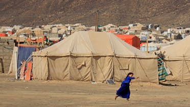 A girl plays at a camp for internally displaced people (IDPs) in Marib, Yemen October 2, 2020. REUTERS/Ali Owidha
