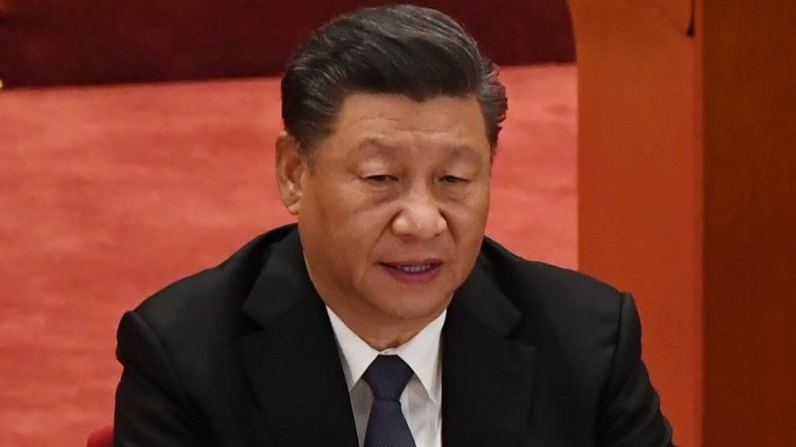 Chinese President Xi Jinping (2nd L) speaks during a ceremony marking the 70th anniversary of China's entry into the Korean War, in Beijing's Great Hall of the People on October 23, 2020. (AFP)