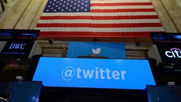 In this file photo taken on November 7, 2013, the logo of Twitter is viewed at the New York Stock Exchange (NYSE) in New York. (Emmanuel Dunand/AFP)