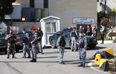Members of the Lebanese police gather outside Baabda prison, Lebanon, November 21, 2020. (Reuters)