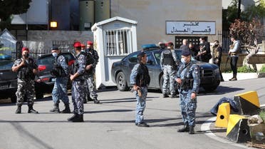 Members of the Lebanese police gather outside Baabda prison, Lebanon, November 21, 2020. (Reuters/Mohamed Azakir)