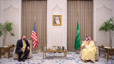 US Secretary of State Mike Pompeo (L) and Saudi Arabia's Crown Prince Mohammed bin Salman in NEOM. (Twitter/KSAMOFA)