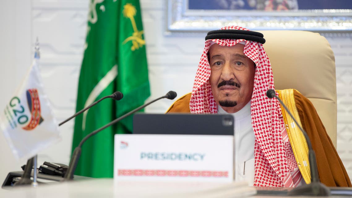 Saudi Arabia's King Salman at the G20 Riyadh summit. (Twitter, @G20org)