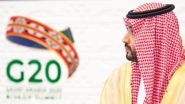 Saudi Crown Prince Mohammed bin Salman attends the 15th annual G20 Leaders' Summit in Riyadh, Saudi Arabia, November 22, 2020. Bandar Algaloud/Courtesy of Saudi Royal Court/Handout via REUTERS ATTENTION EDITORS - THIS PICTURE WAS PROVIDED BY A THIRD PARTY