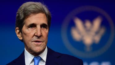 WILMINGTON, DE - NOVEMBER 24:  Special Presidential Envoy for Climate John Kerry speaks after being introduced by President-elect Joe Biden as he introduces key foreign policy and national security nominees and appointments at the Queen Theatre on November 24, 2020 in Wilmington, Delaware. As President-elect Biden waits to receive official national security briefings, he is announcing the names of top members of his national security team to the public. Calls continue for President Trump to concede the election as the transition proceeds. Mark Makela/Getty Images/AFP 