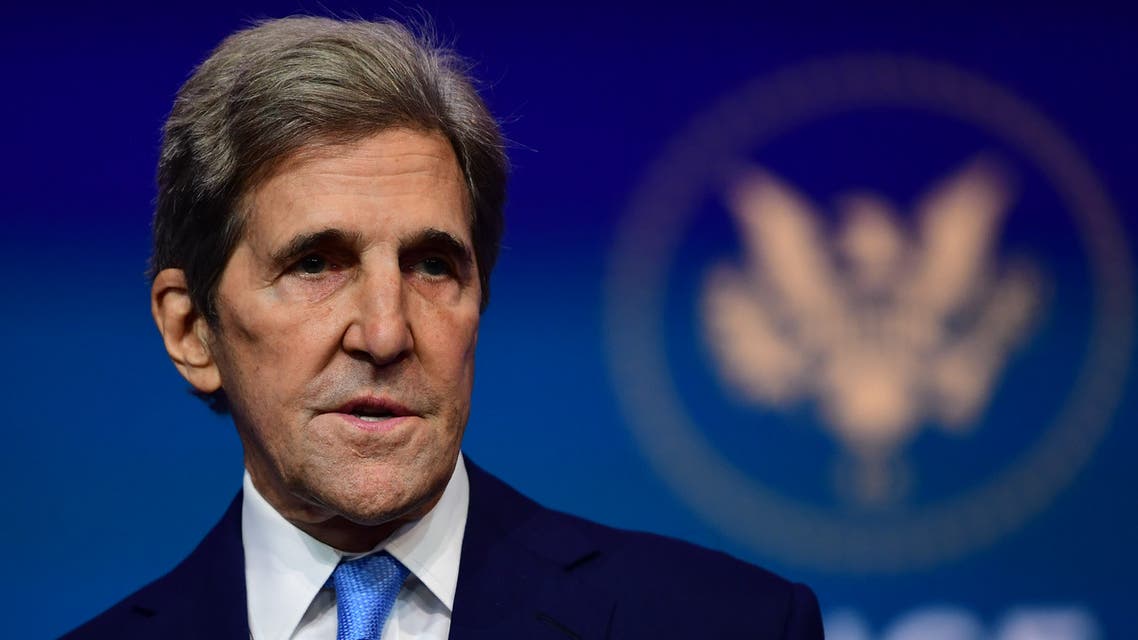 WILMINGTON, DE - NOVEMBER 24: Special Presidential Envoy for Climate John Kerry speaks after being introduced by President-elect Joe Biden as he introduces key foreign policy and national security nominees and appointments at the Queen Theatre on November 24, 2020 in Wilmington, Delaware. As President-elect Biden waits to receive official national security briefings, he is announcing the names of top members of his national security team to the public. Calls continue for President Trump to concede the election as the transition proceeds. Mark Makela/Getty Images/AFP