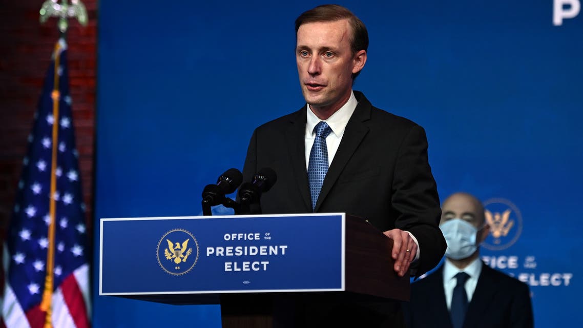 WILMINGTON, DE - NOVEMBER 24: National Security Advisor nominee Jake Sullivan speaks after being introduced by President-elect Joe Biden as he introduces key foreign policy and national security nominees and appointments at the Queen Theatre on November 24, 2020 in Wilmington, Delaware. As President-elect Biden waits to receive official national security briefings, he is announcing the names of top members of his national security team to the public. Calls continue for President Trump to concede the election as the transition proceeds. Mark Makela/Getty Images/AFP